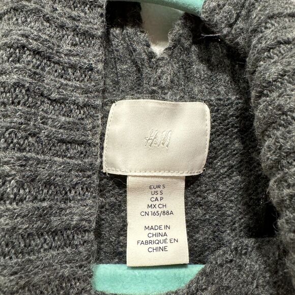 H&M Turtleneck Sweater Wool Blend Gray Pullover Winter Oversized Knit Women Sz S - Picture 3 of 6